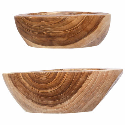 vidaXL Fruit Bowl JEPARA 2 pcs Teak Brown Solid Teak Wood - 26 cm