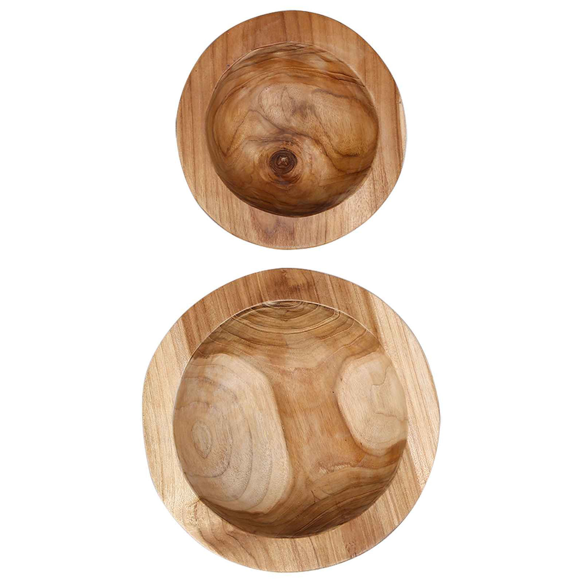 vidaXL Fruit Bowl JEPARA 2 pcs Teak Brown Solid Teak Wood - 26 cm