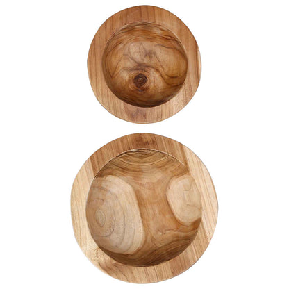 vidaXL Fruit Bowl JEPARA 2 pcs Teak Brown Solid Teak Wood - 26 cm