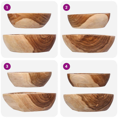 vidaXL Fruit Bowl JEPARA 2 pcs Teak Brown Solid Teak Wood - 26 cm