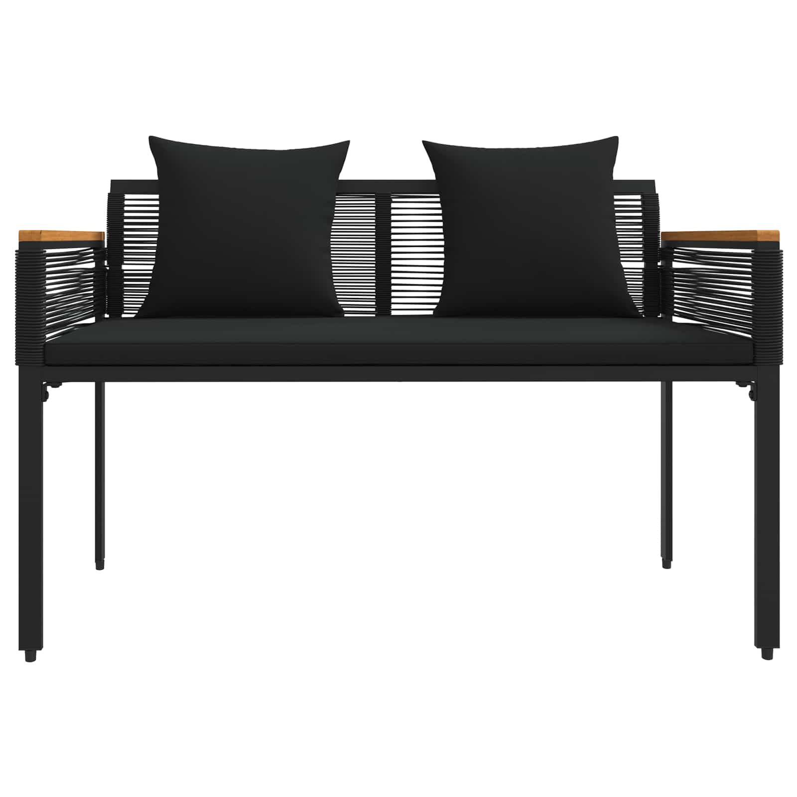 vidaXL Outdoor Bench with Cushion Black 117 x 54 x 74.5 cm Poly Rattan