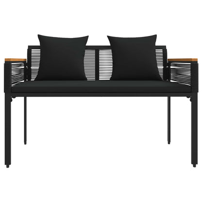 vidaXL Outdoor Bench with Cushion Black 117 x 54 x 74.5 cm Poly Rattan
