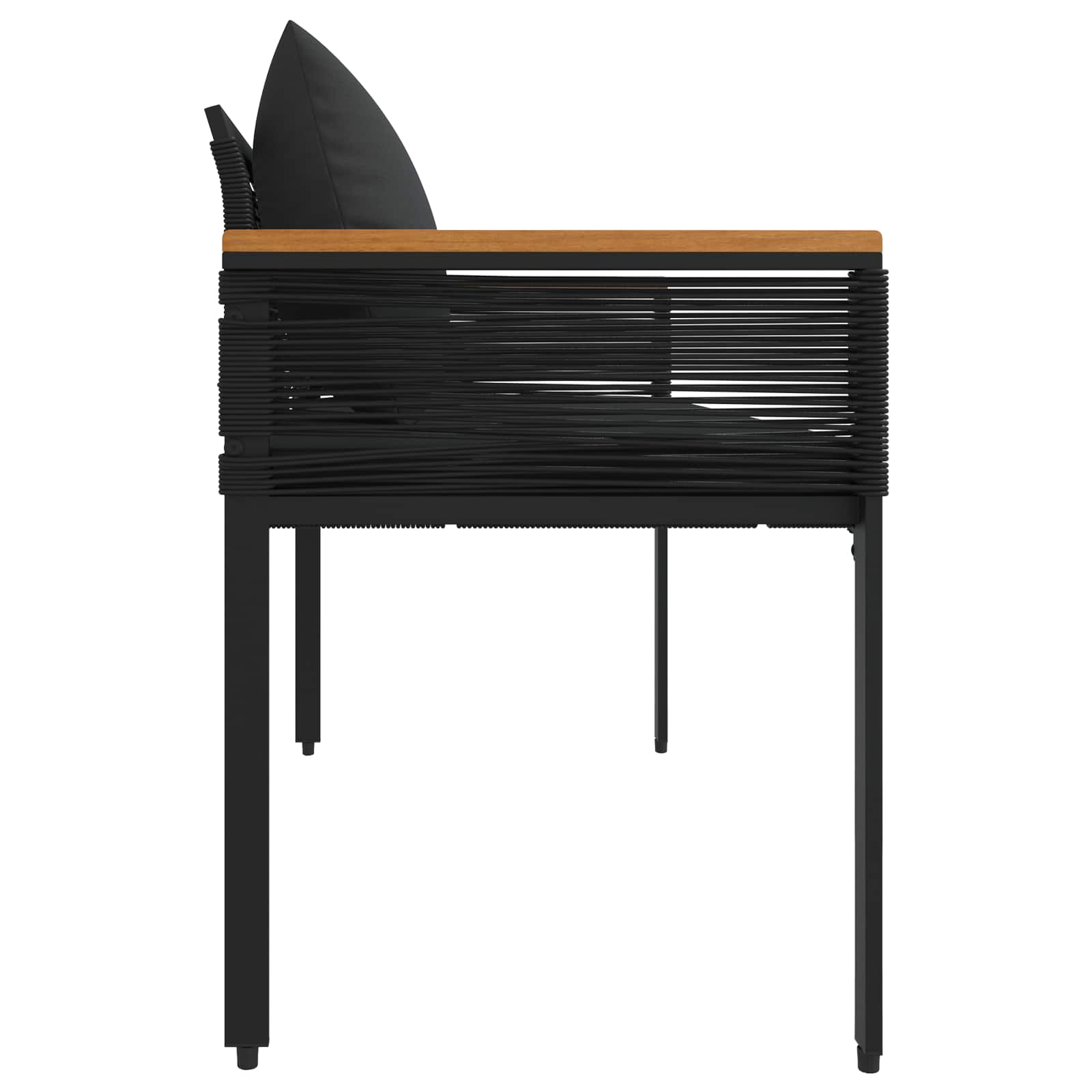 vidaXL Outdoor Bench with Cushion Black 117 x 54 x 74.5 cm Poly Rattan