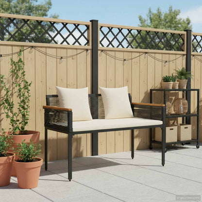 vidaXL Outdoor Bench Black and Cream White 117 x 54 x 74.5 cm