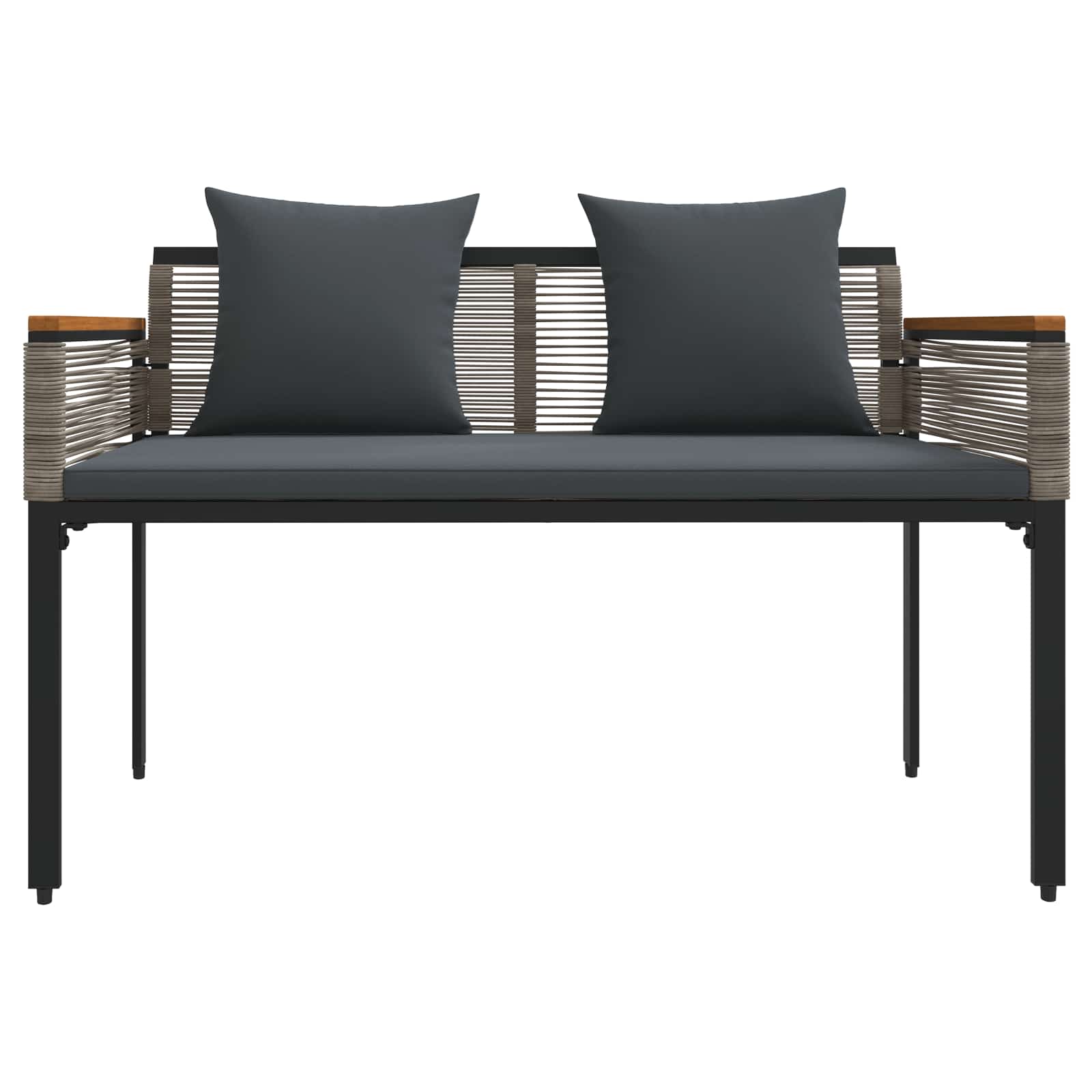vidaXL Outdoor Bench Grey and Dark Grey 117 x 54 x 74.5 cm Poly Rattan
