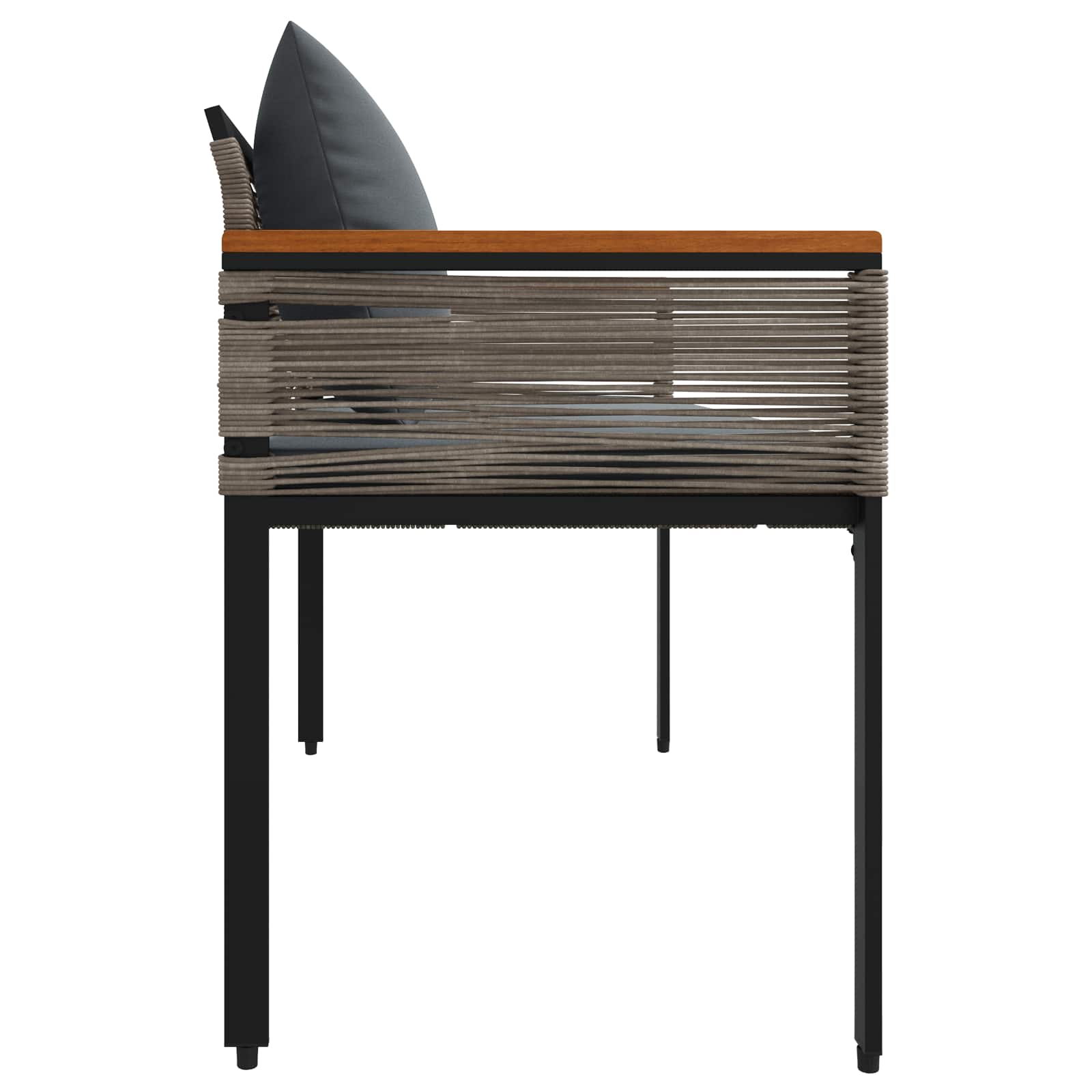 vidaXL Outdoor Bench Grey and Dark Grey 117 x 54 x 74.5 cm Poly Rattan