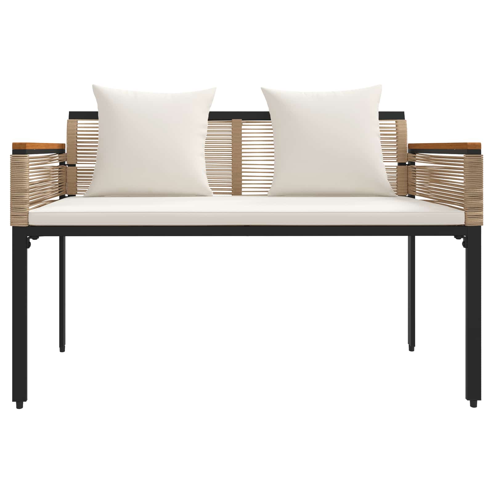 vidaXL Outdoor Bench Beige and Cream White 117 x 54 x 74.5 cm