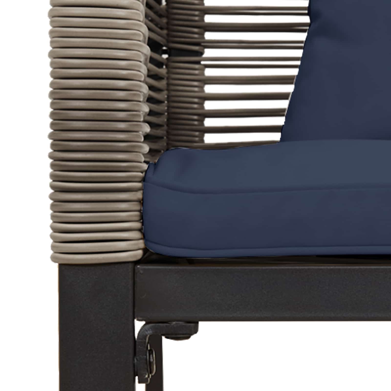 vidaXL Outdoor Bench Grey and Navy Blue 117 x 54 x 74.5 cm Poly Rattan