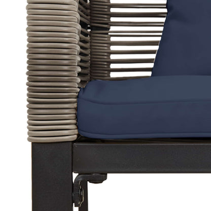 vidaXL Outdoor Bench Grey and Navy Blue 117 x 54 x 74.5 cm Poly Rattan