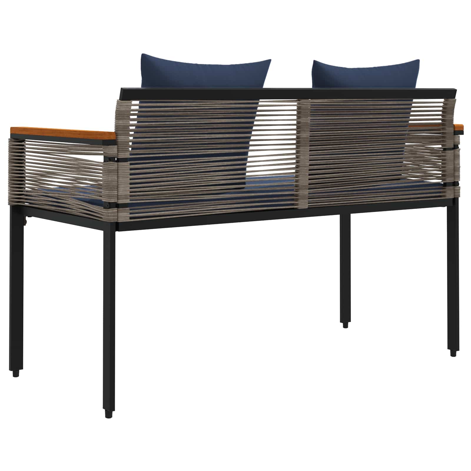 vidaXL Outdoor Bench Grey and Navy Blue 117 x 54 x 74.5 cm Poly Rattan