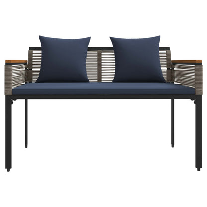 vidaXL Outdoor Bench Grey and Navy Blue 117 x 54 x 74.5 cm Poly Rattan