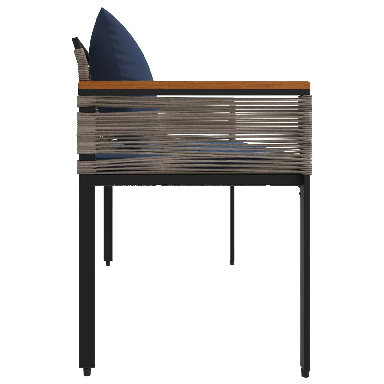 vidaXL Outdoor Bench Grey and Navy Blue 117 x 54 x 74.5 cm Poly Rattan