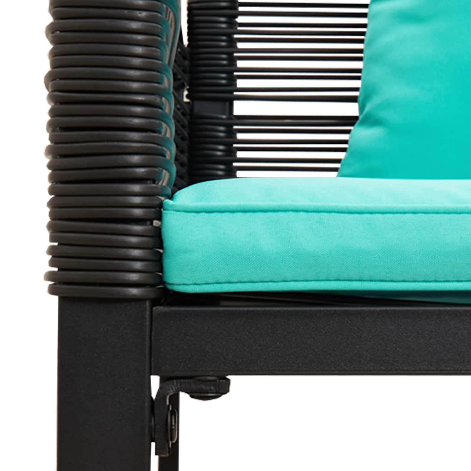 vidaXL Outdoor Bench Black and Turquoise 117 x 54 x 74.5 cm
