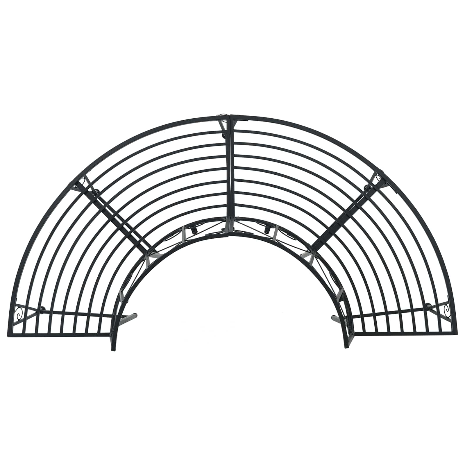 vidaXL Tree Bench 4-Seater 160 x 80 x 89 cm Steel Black Half-round