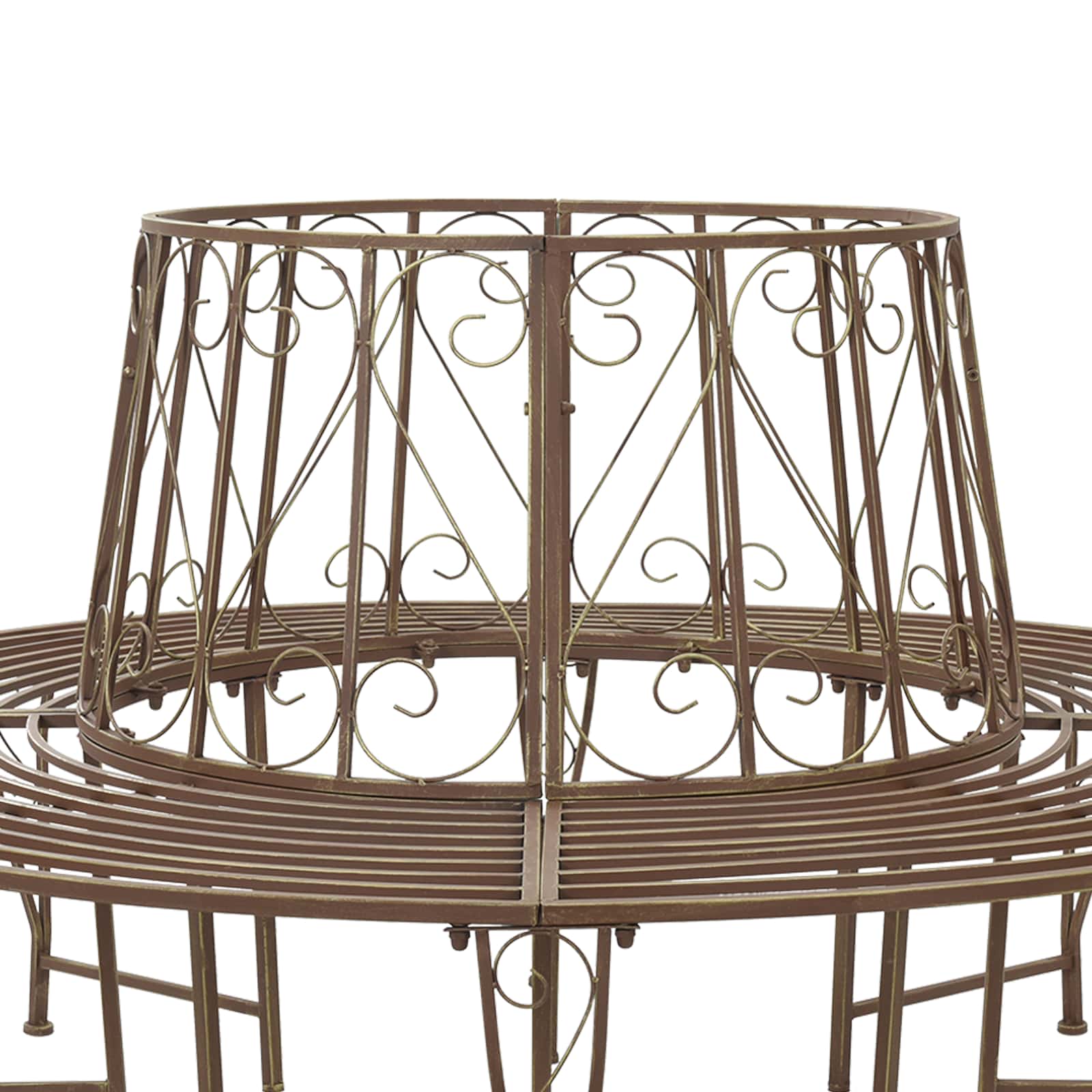 vidaXL Tree Bench 8-Seater Ø 160 x 89 cm Steel Antique Brown Round