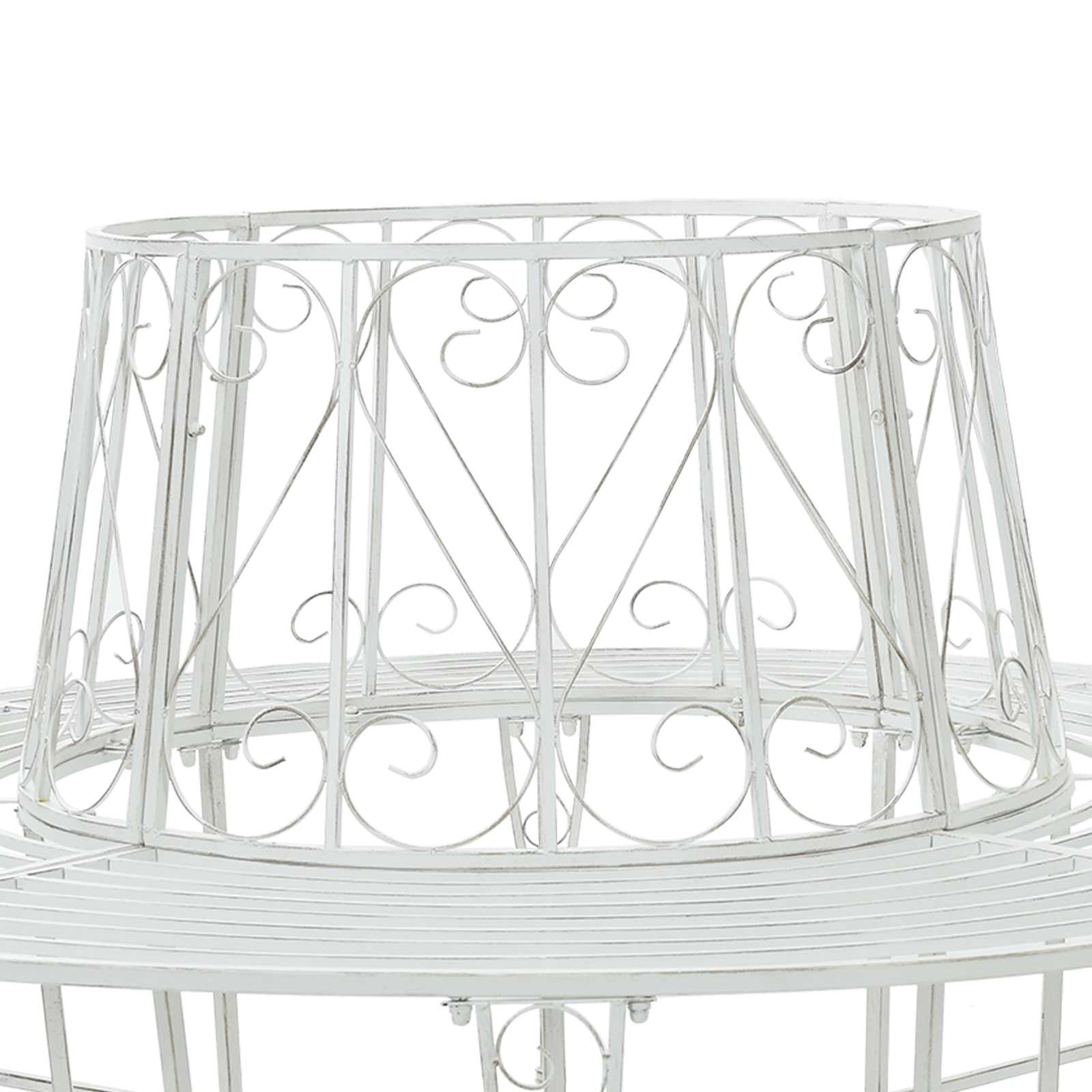 vidaXL Tree Bench 8-Seater Ø 160 x 89 cm Steel Antique White Round