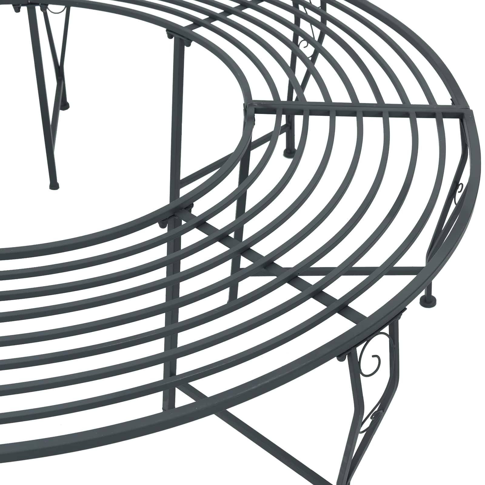 vidaXL Tree Bench 8-Seater Ø 160 x 44 cm Steel Silver Grey Round