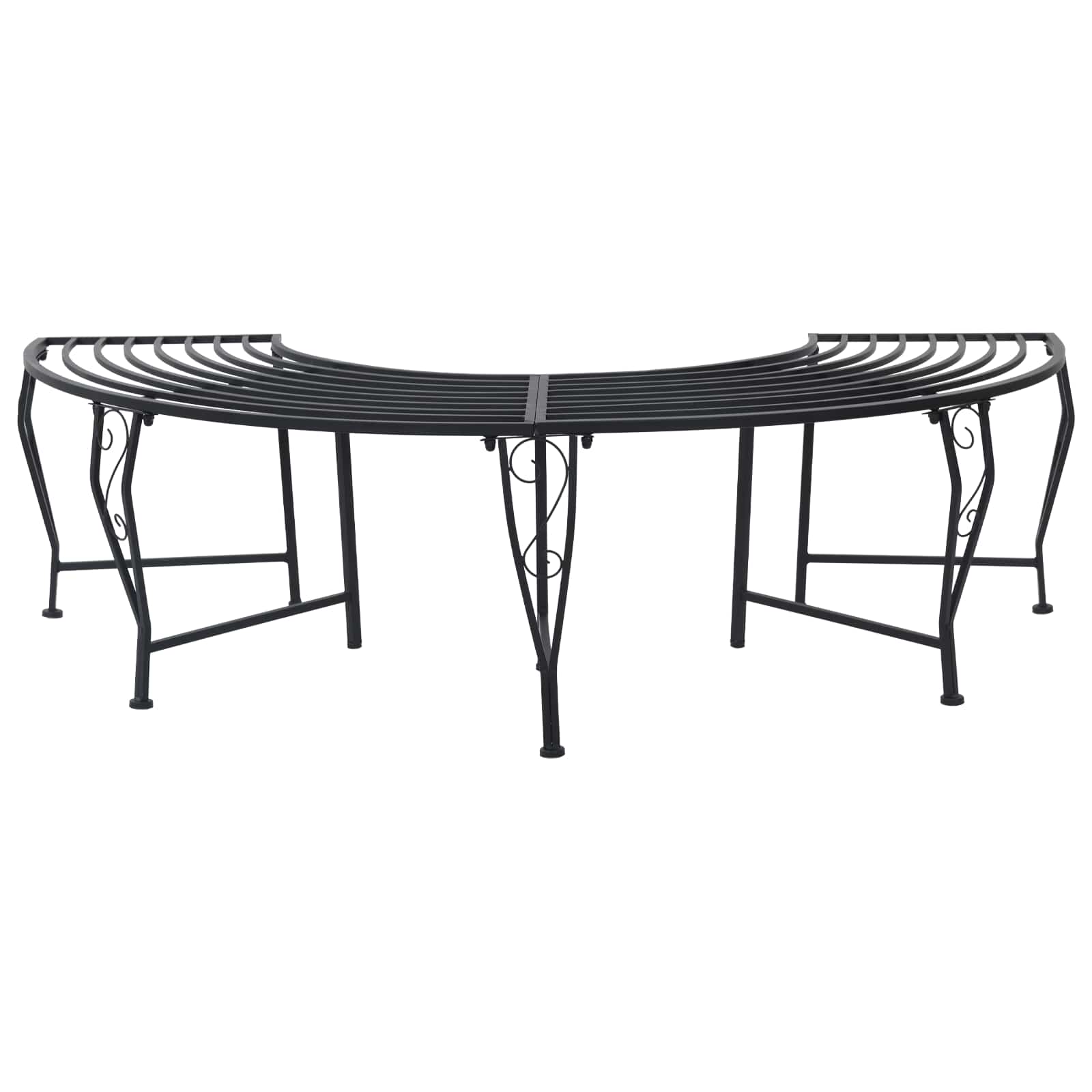 vidaXL Tree Bench 4-Seater 160 x 80 x 44 cm Steel Black Half-round