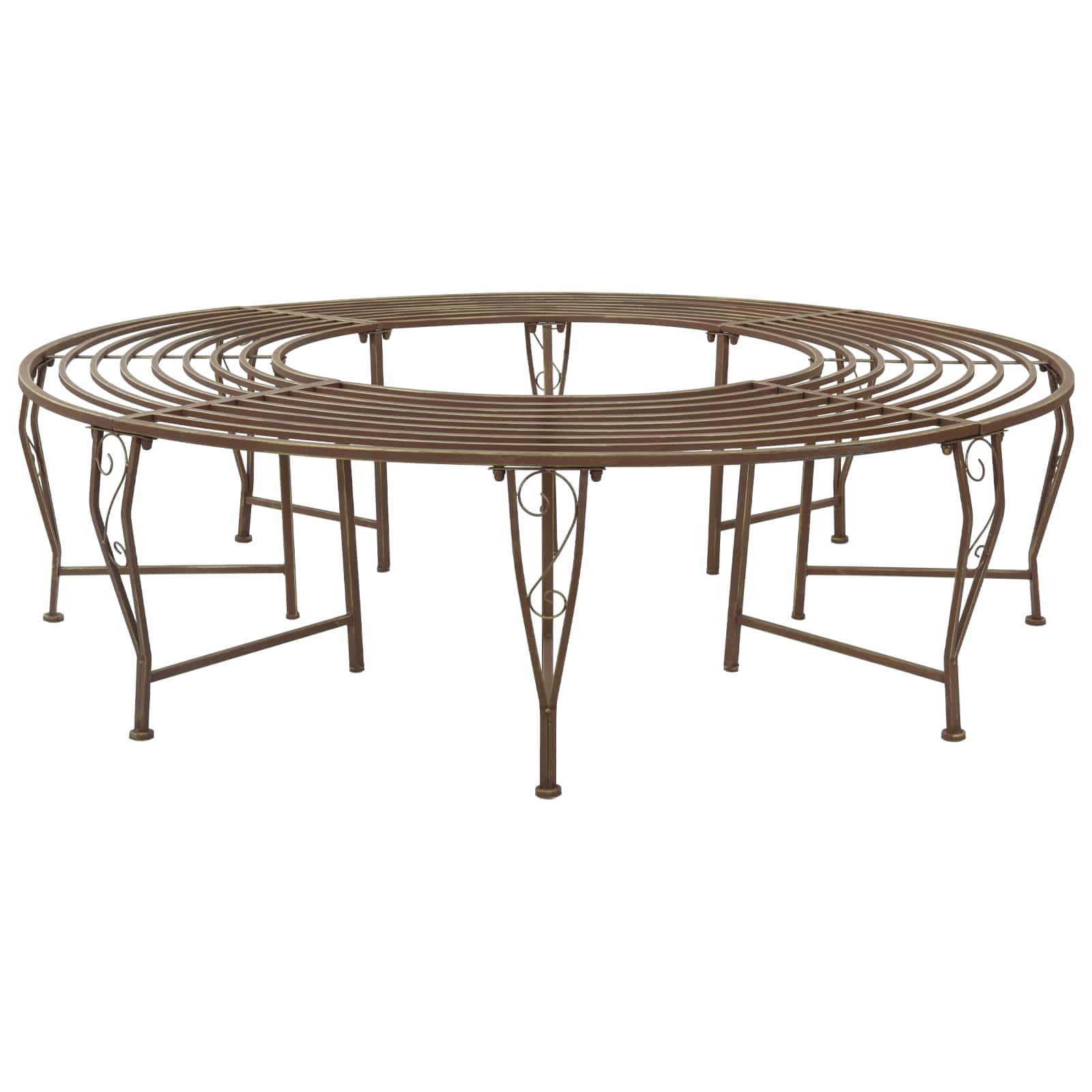 vidaXL Tree Bench 8-Seater Ø 160 x 44 cm Steel Antique Brown Round