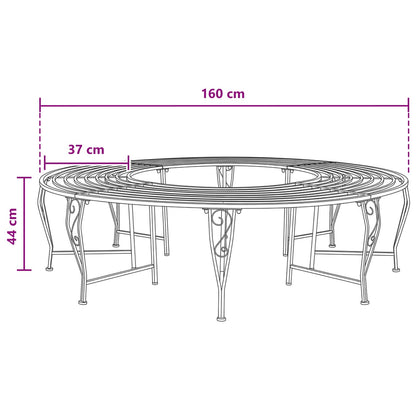 vidaXL Tree Bench 8-Seater Ø 160 x 44 cm Steel Antique White Round