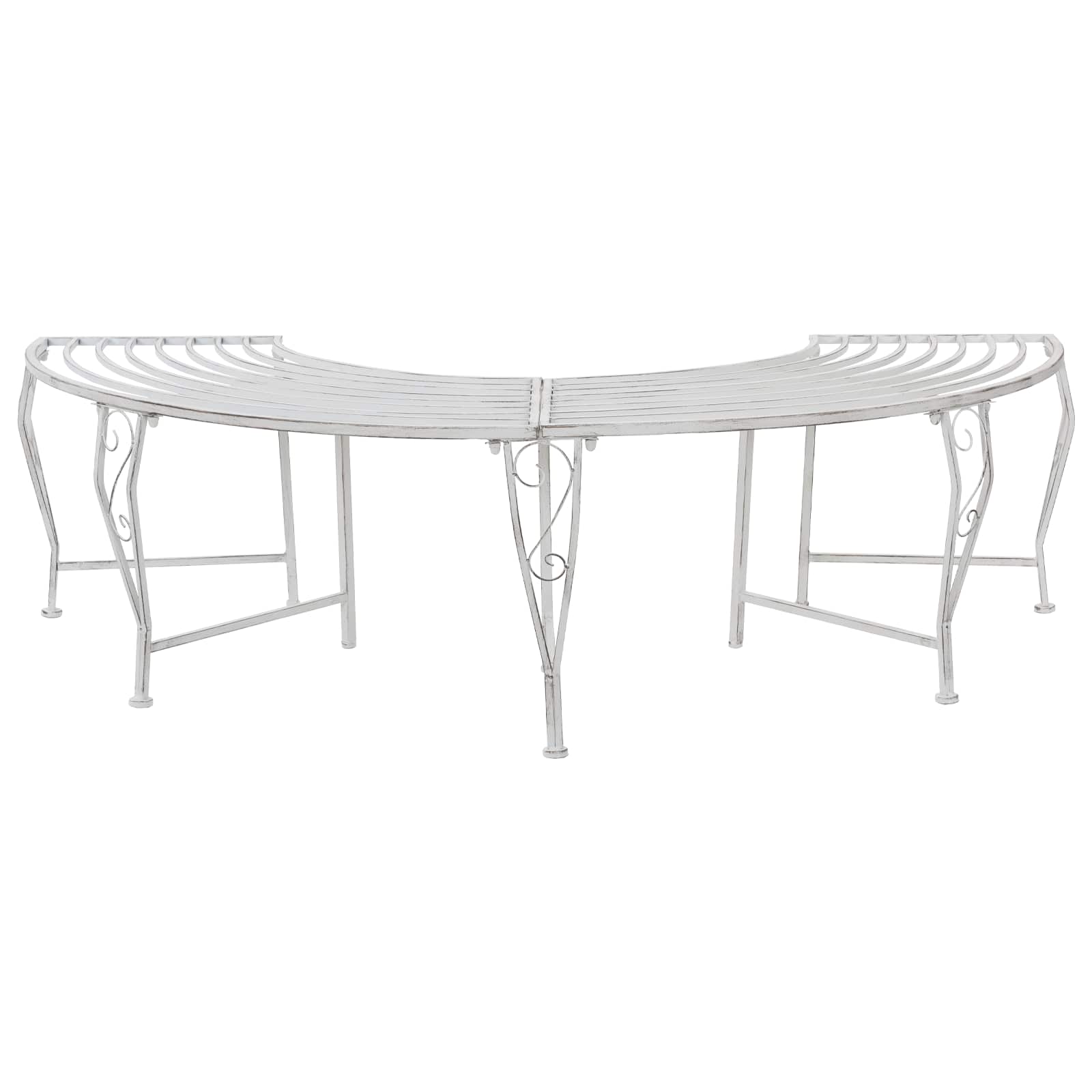 vidaXL Tree Bench 4-Seater 160 x 80 x 44 cm Steel Antique White