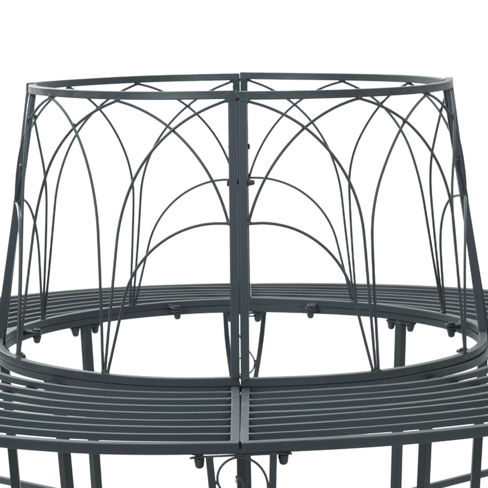 vidaXL Tree Bench 8-Seater Ø 160 x 89 cm Steel Silver Grey Round