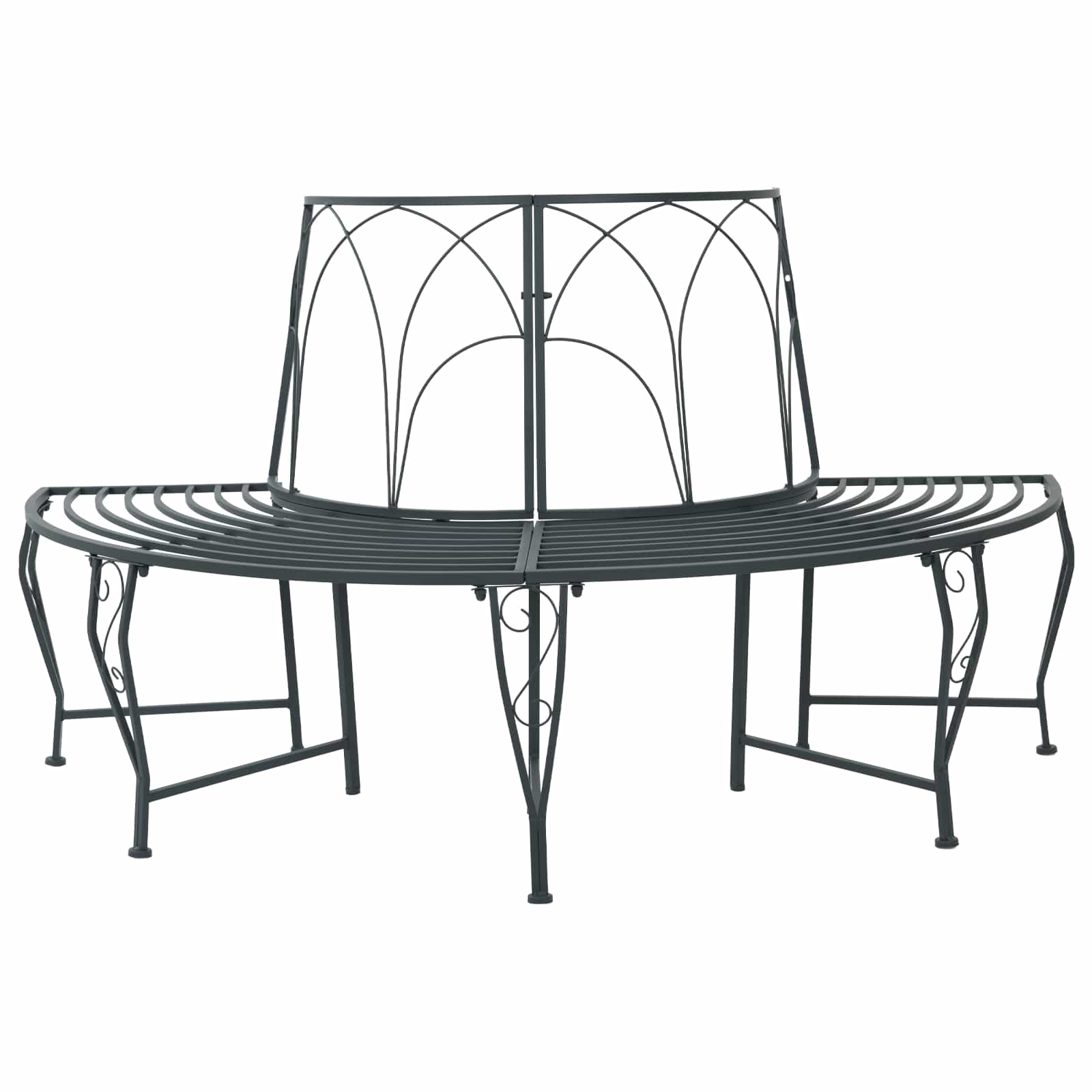 vidaXL Tree Bench 4-Seater 160 x 80 x 89 cm Steel Silver Grey