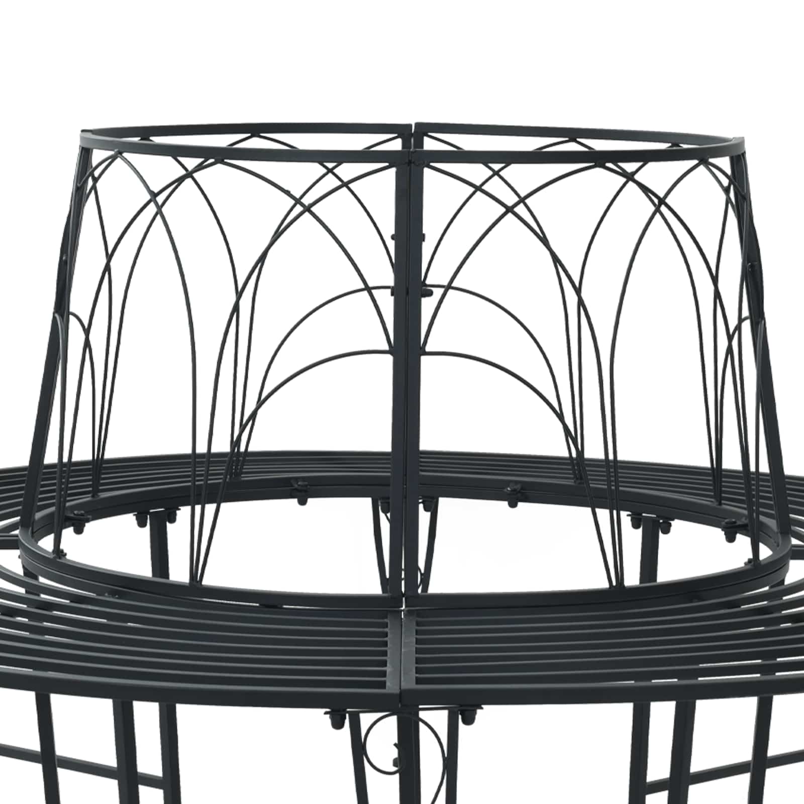 vidaXL Tree Bench 8-Seater Ø 160 x 89 cm Steel Black Round