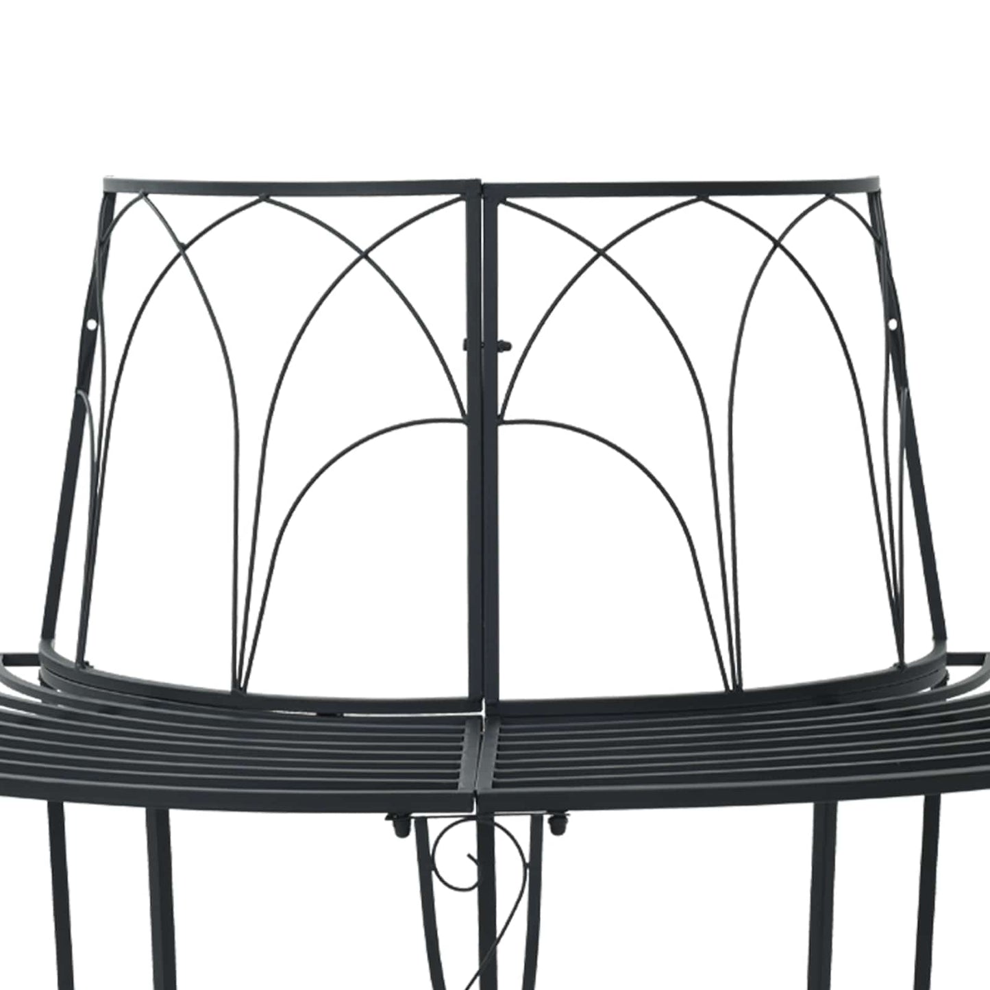 vidaXL Tree Bench 4-Seater 160 x 80 x 89 cm Steel Black Half-round - 31043