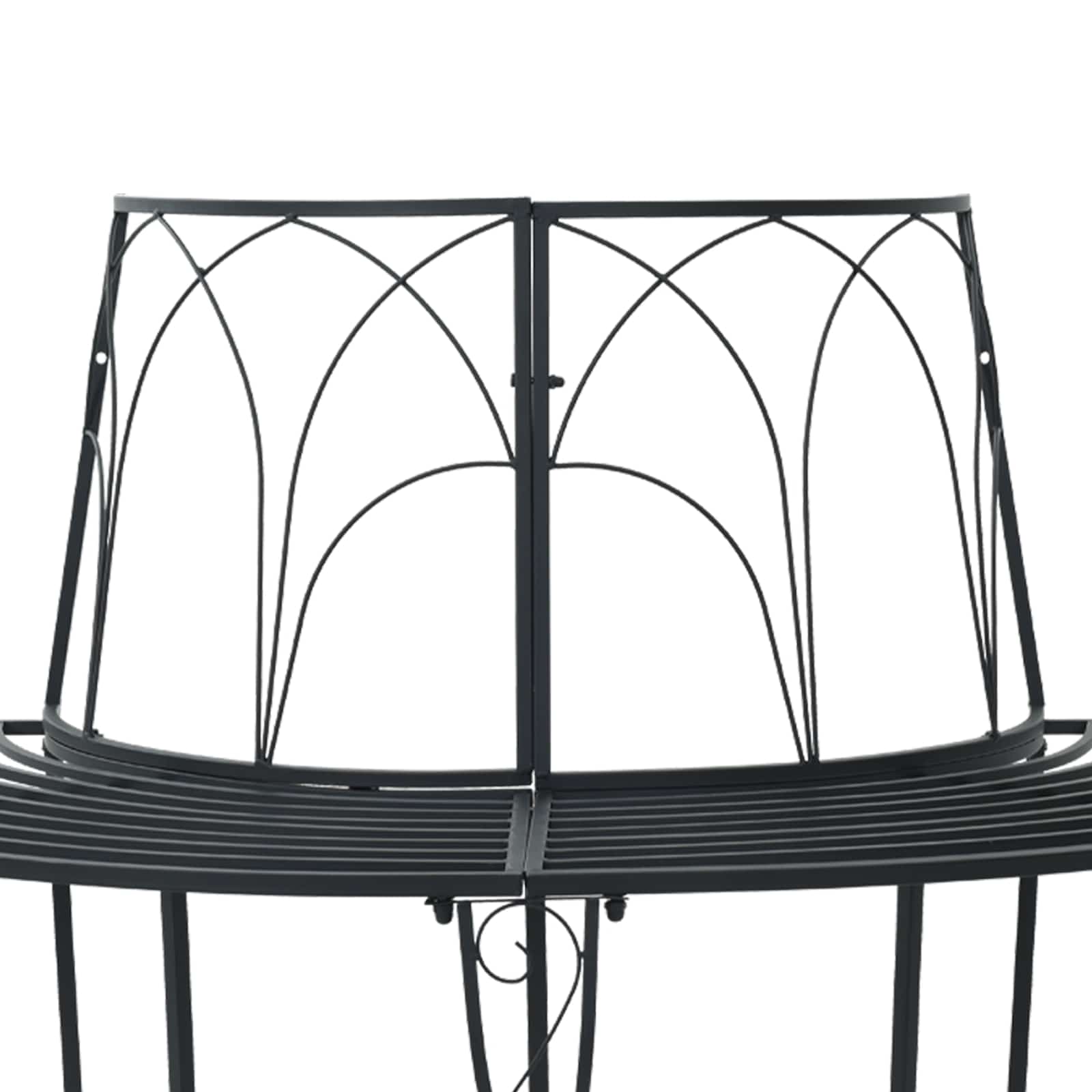 vidaXL Tree Bench 4-Seater 160 x 80 x 89 cm Steel Black Half-round - 31043