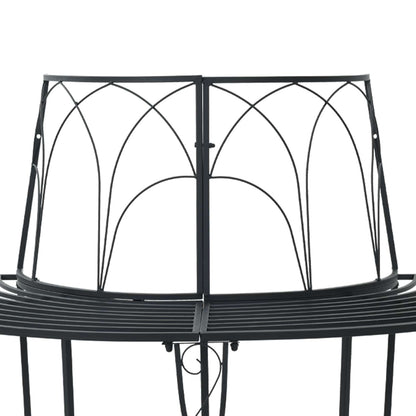 vidaXL Tree Bench 4-Seater 160 x 80 x 89 cm Steel Black Half-round - 31043