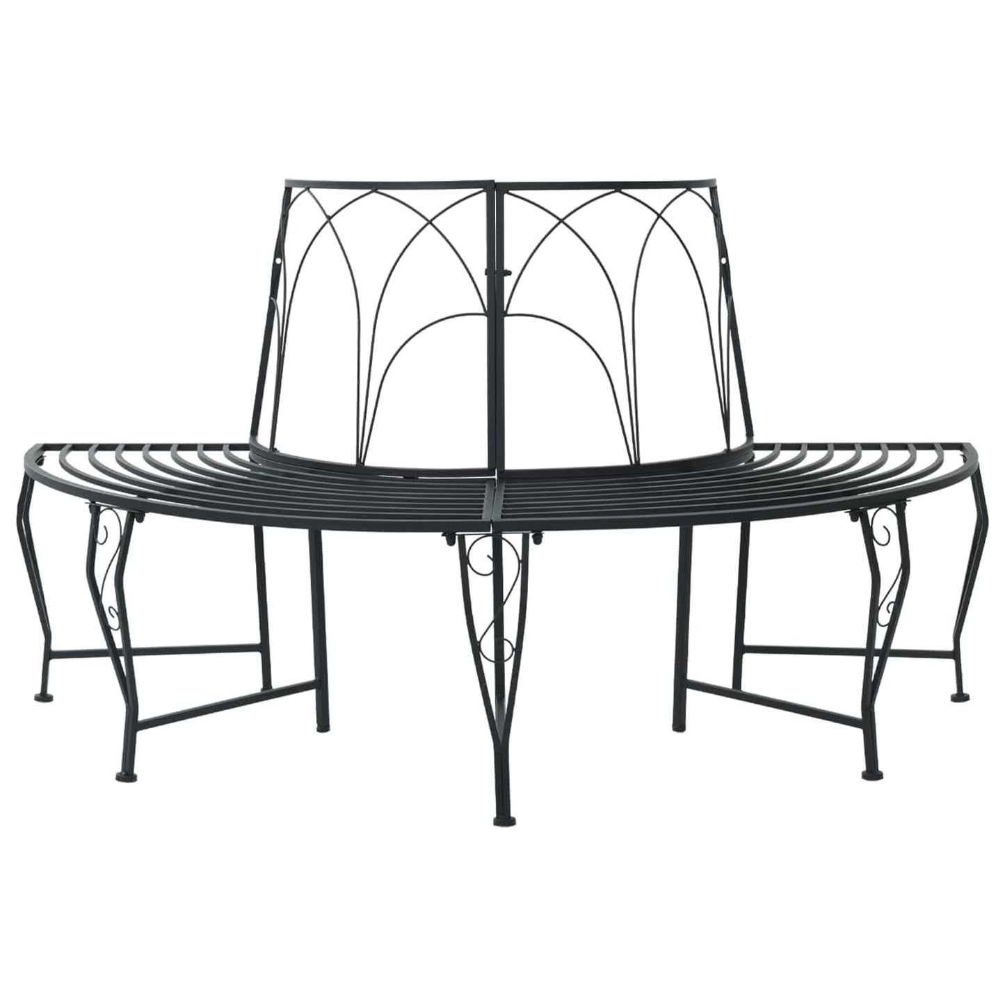 vidaXL Tree Bench 4-Seater 160 x 80 x 89 cm Steel Black Half-round - 31043