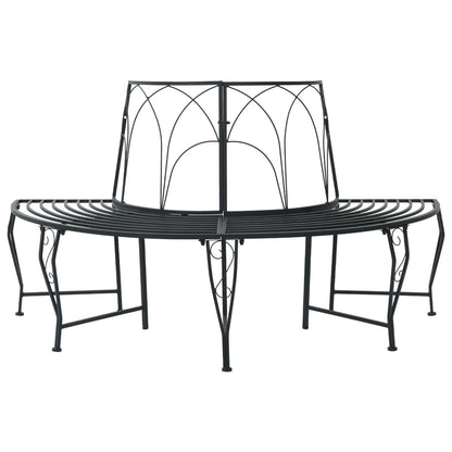 vidaXL Tree Bench 4-Seater 160 x 80 x 89 cm Steel Black Half-round - 31043