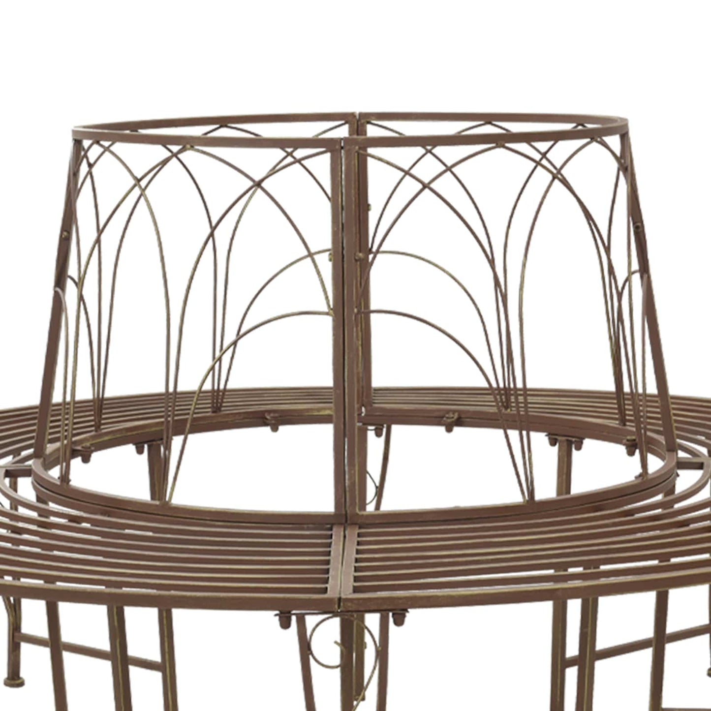 vidaXL Tree Bench 8-Seater Ø 160 x 89 cm Steel Antique Brown Round - 31044