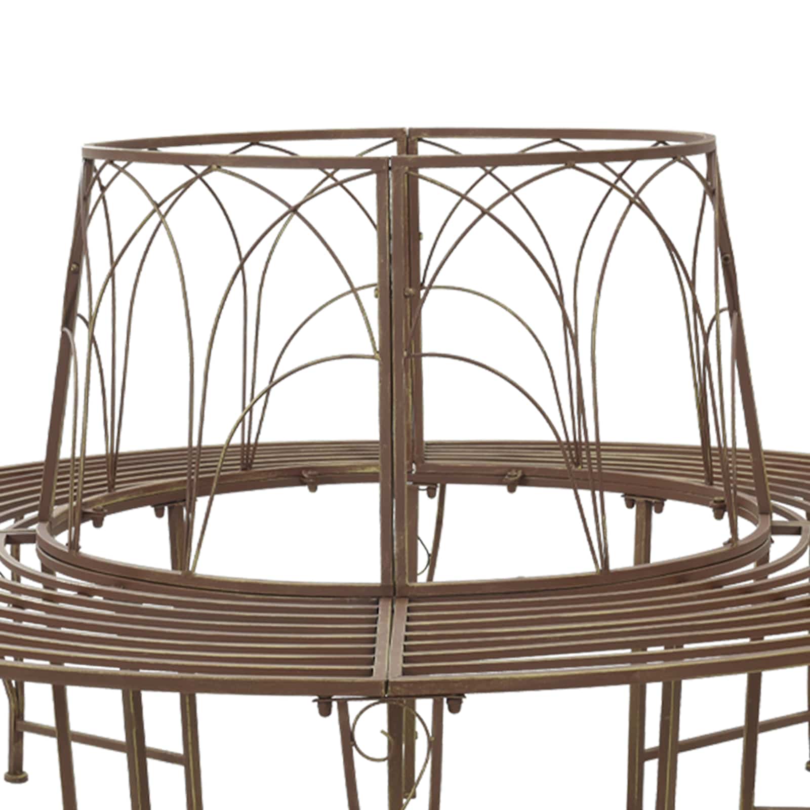 vidaXL Tree Bench 8-Seater Ø 160 x 89 cm Steel Antique Brown Round - 31044