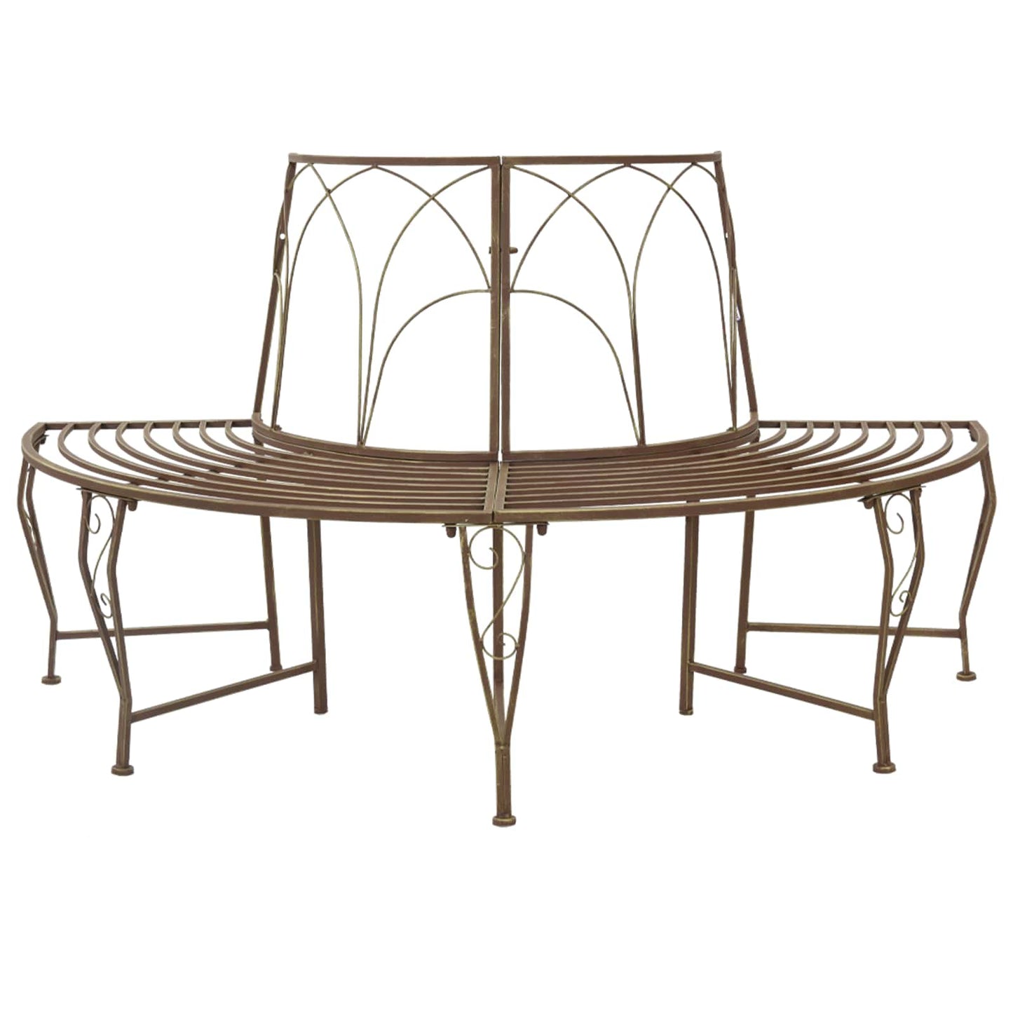 vidaXL Tree Bench 4-Seater 160 x 80 x 89 cm Steel Antique Brown - 31045