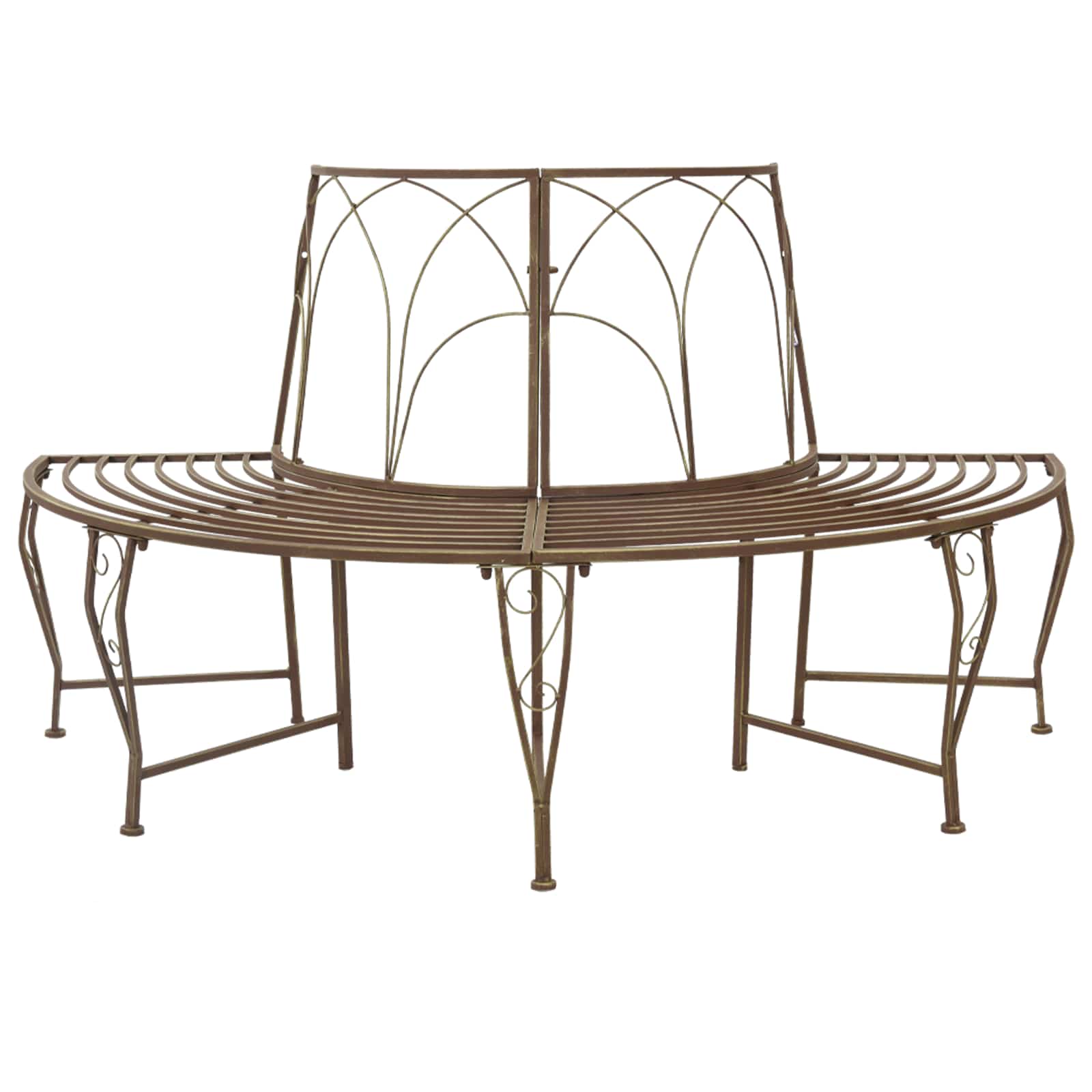 vidaXL Tree Bench 4-Seater 160 x 80 x 89 cm Steel Antique Brown - 31045