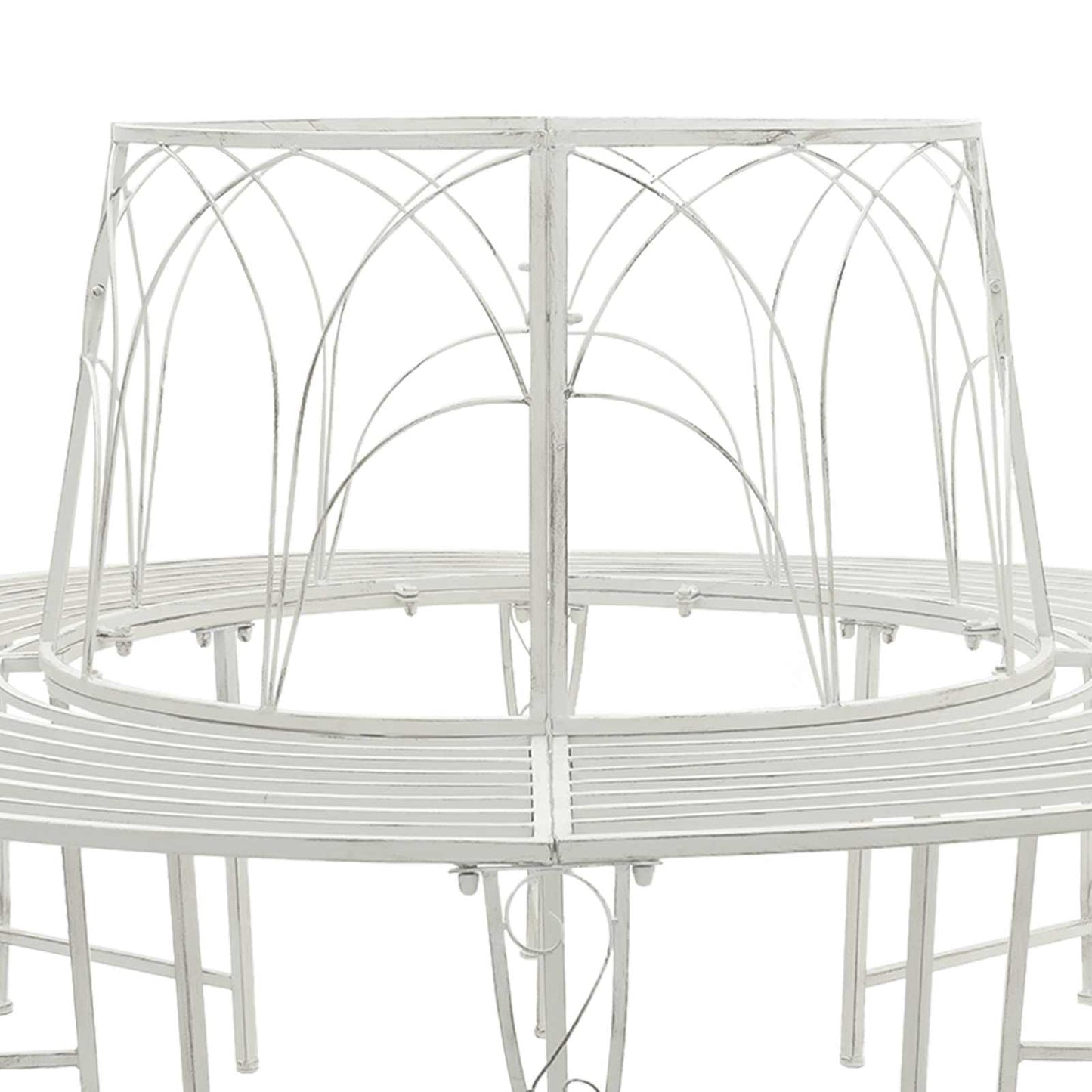 vidaXL Tree Bench 8-Seater Ø 160 x 89 cm Steel Antique White Round - 31046