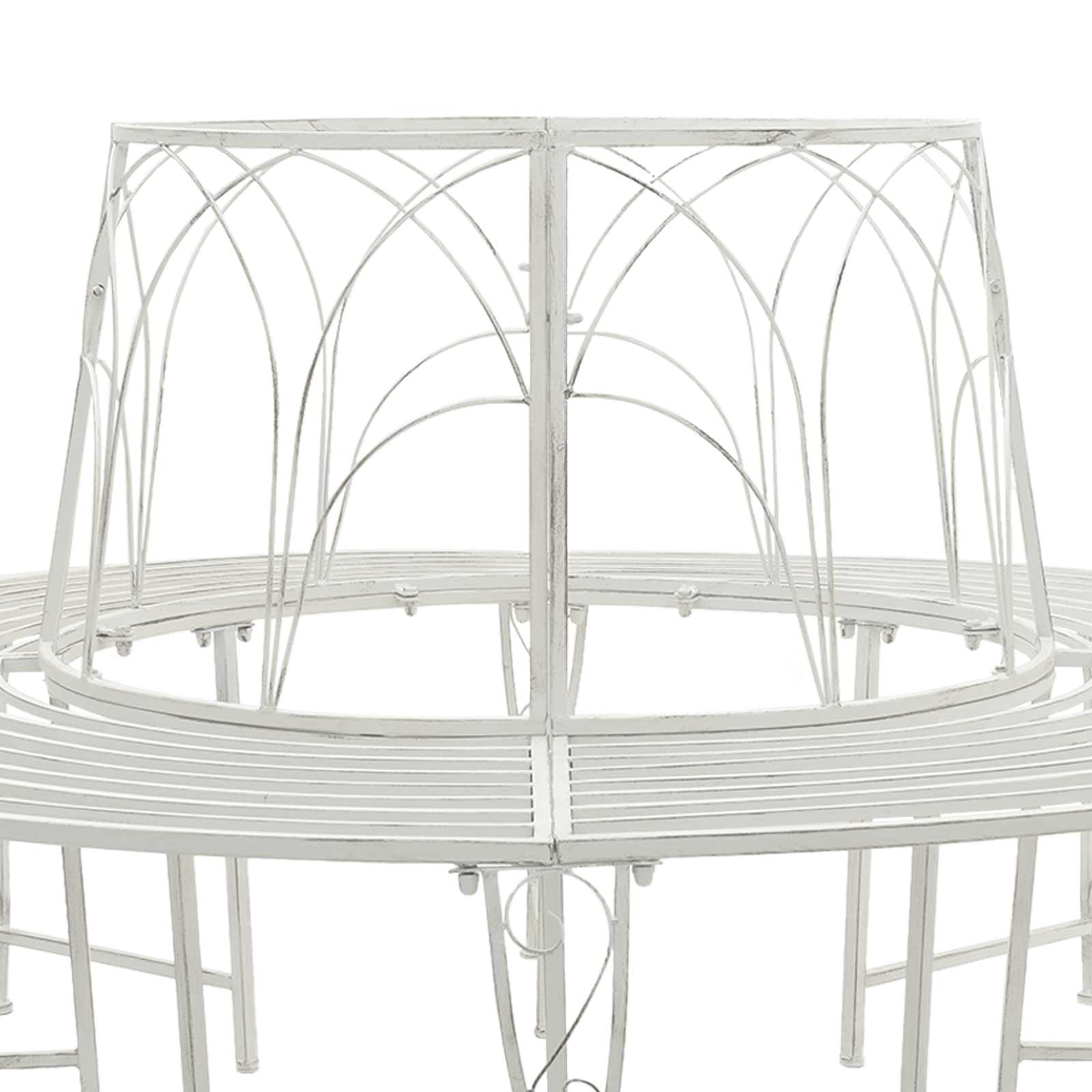 vidaXL Tree Bench 8-Seater Ø 160 x 89 cm Steel Antique White Round - 31046