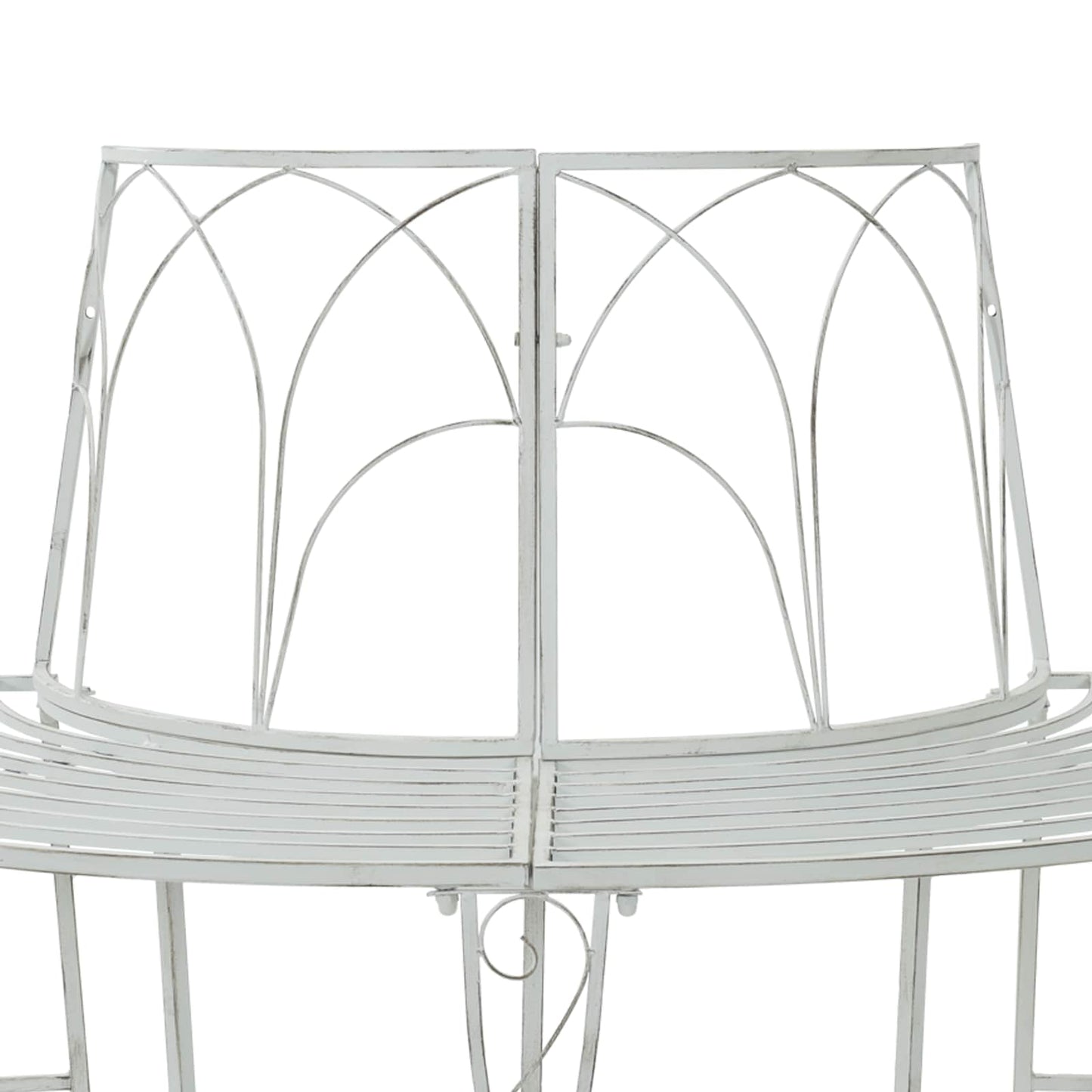 vidaXL Tree Bench 4-Seater 160 x 80 x 89 cm Steel Antique White - 31059