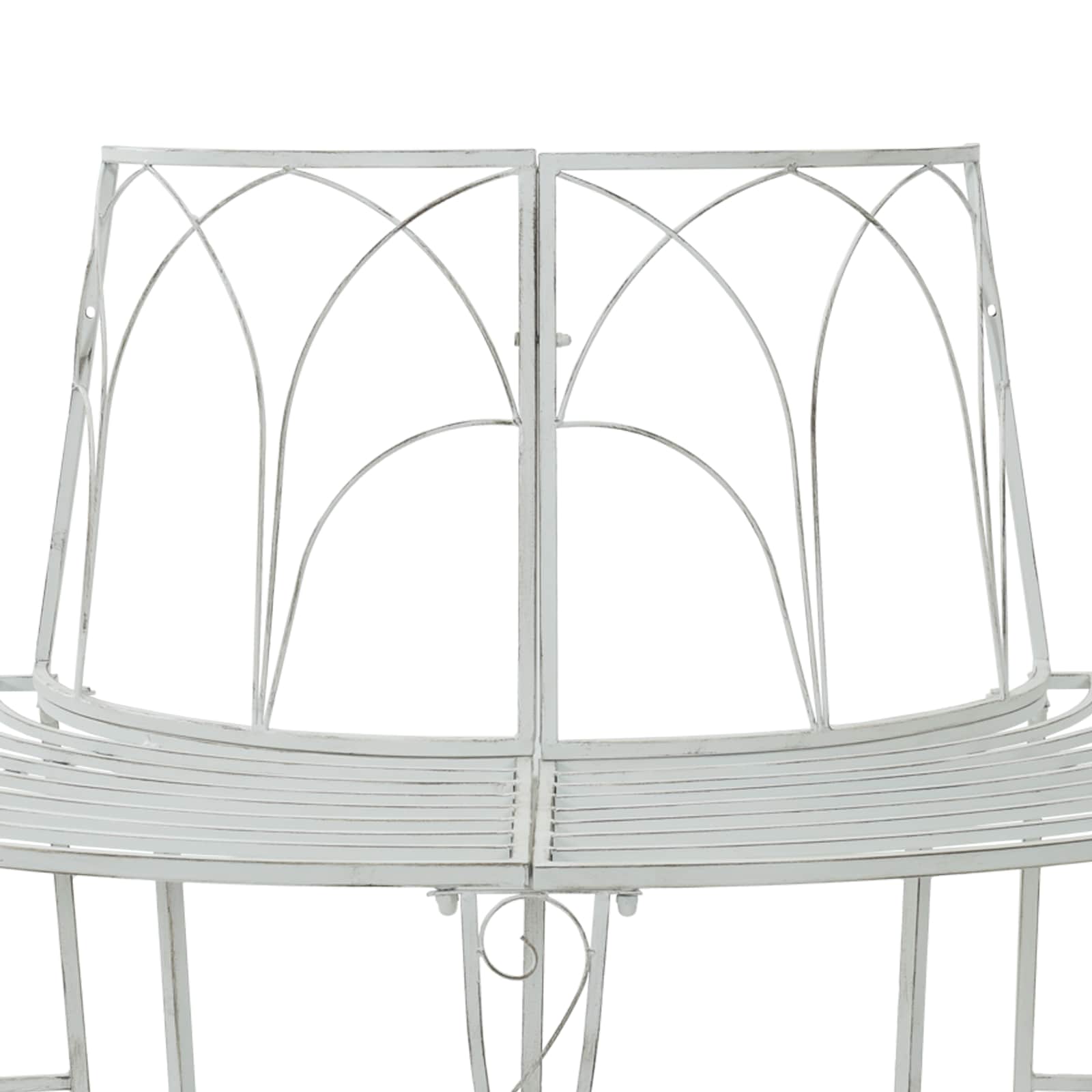 vidaXL Tree Bench 4-Seater 160 x 80 x 89 cm Steel Antique White - 31059