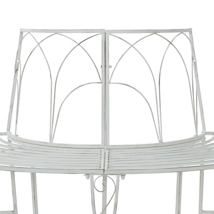 vidaXL Tree Bench 4-Seater 160 x 80 x 89 cm Steel Antique White - 31059