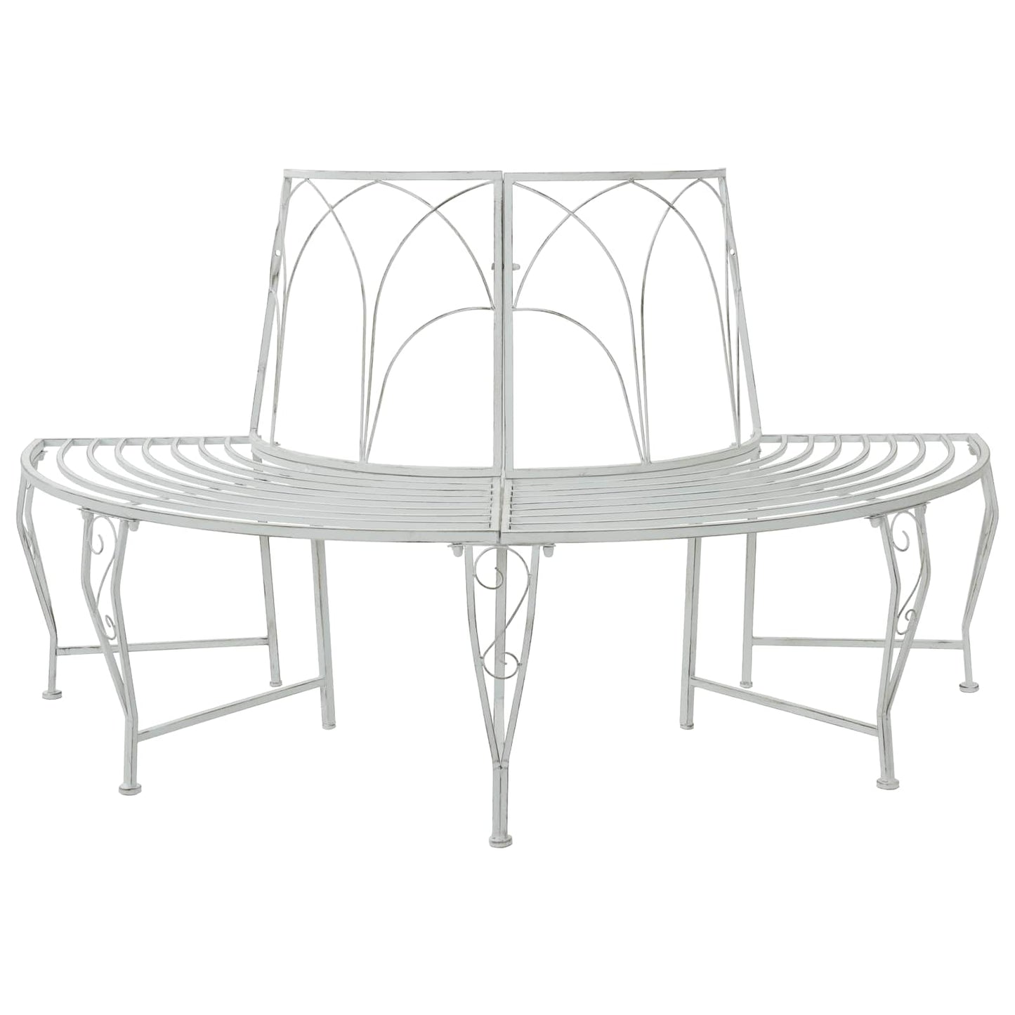 vidaXL Tree Bench 4-Seater 160 x 80 x 89 cm Steel Antique White - 31059