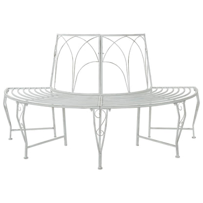 vidaXL Tree Bench 4-Seater 160 x 80 x 89 cm Steel Antique White - 31059