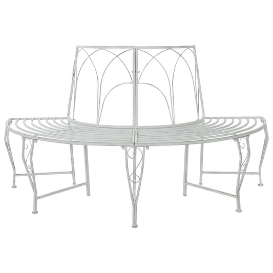 vidaXL Tree Bench 4-Seater 160 x 80 x 89 cm Steel Antique White - 31059