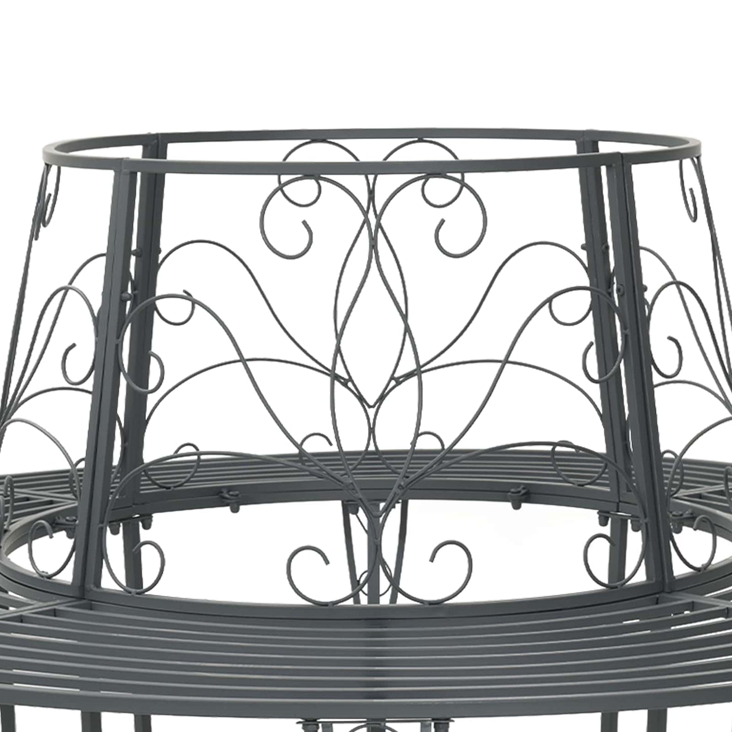 vidaXL Tree Bench 8-Seater Ø 160 x 89 cm Steel Silver Grey Round - 31070