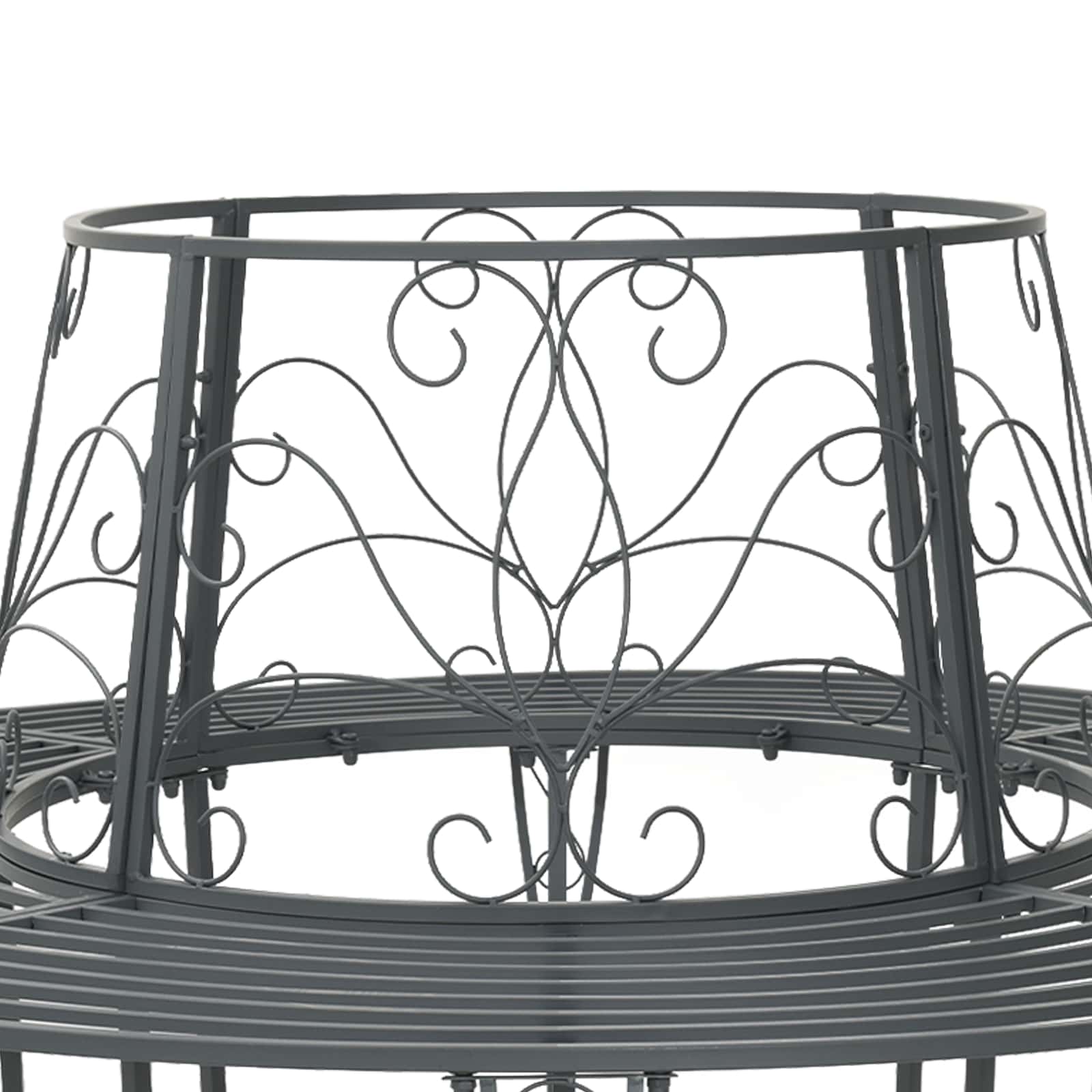 vidaXL Tree Bench 8-Seater Ø 160 x 89 cm Steel Silver Grey Round - 31070