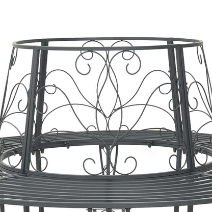 vidaXL Tree Bench 8-Seater Ø 160 x 89 cm Steel Silver Grey Round - 31070