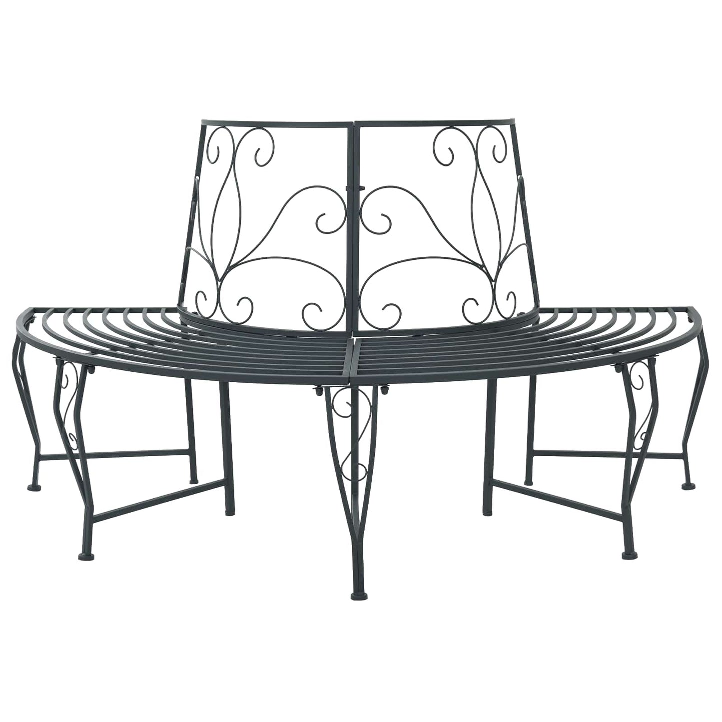 vidaXL Tree Bench 4-Seater 160 x 80 x 89 cm Steel Silver Grey - 31071