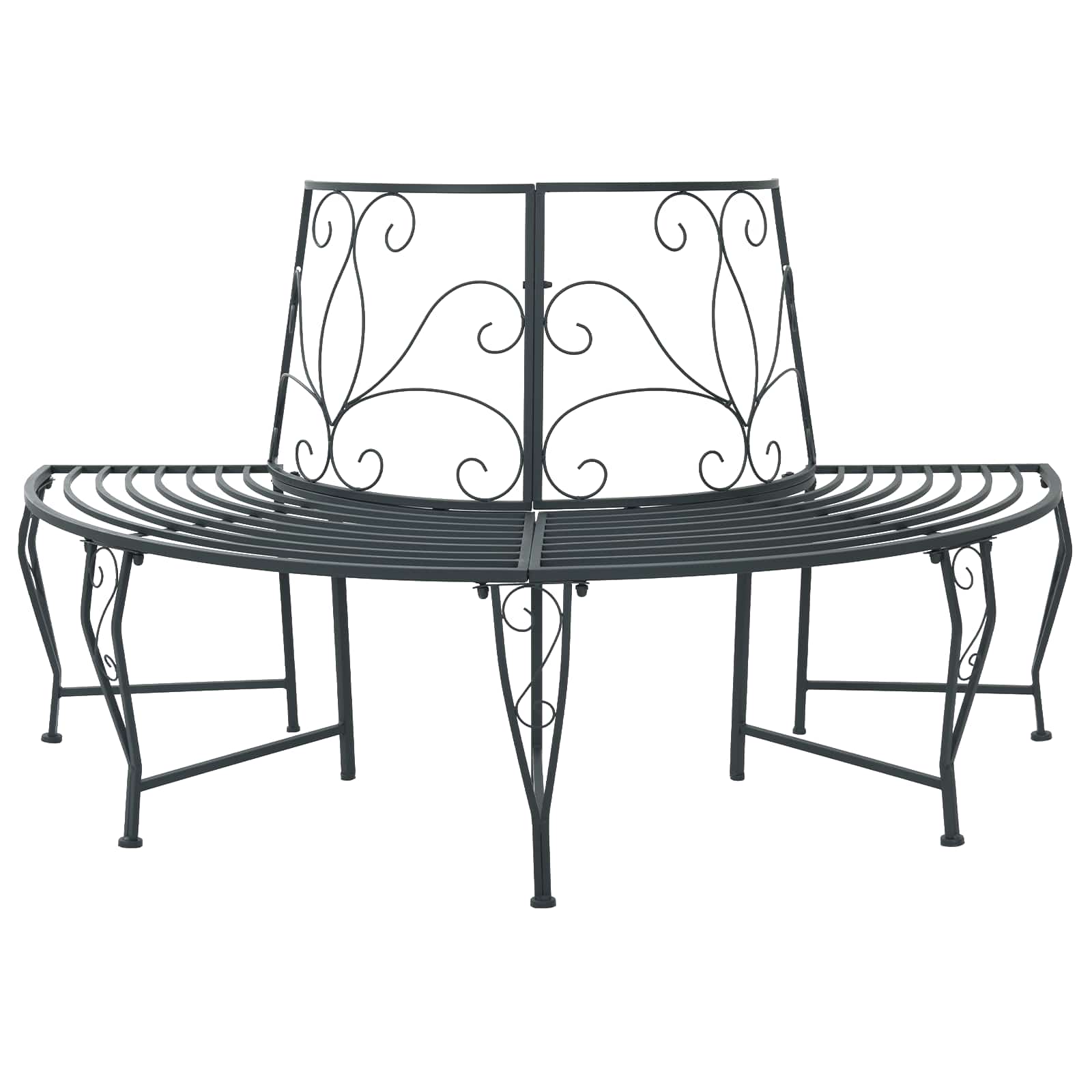 vidaXL Tree Bench 4-Seater 160 x 80 x 89 cm Steel Silver Grey - 31071